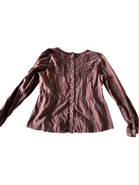 April Cornell Maroon Embroidered Blouse S bohemian 100% cotton